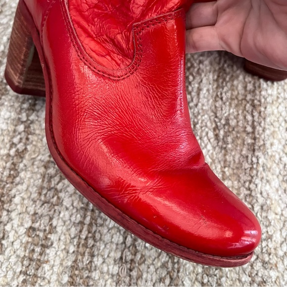 Red Leather Ankle Boots - Picture 11 of 16